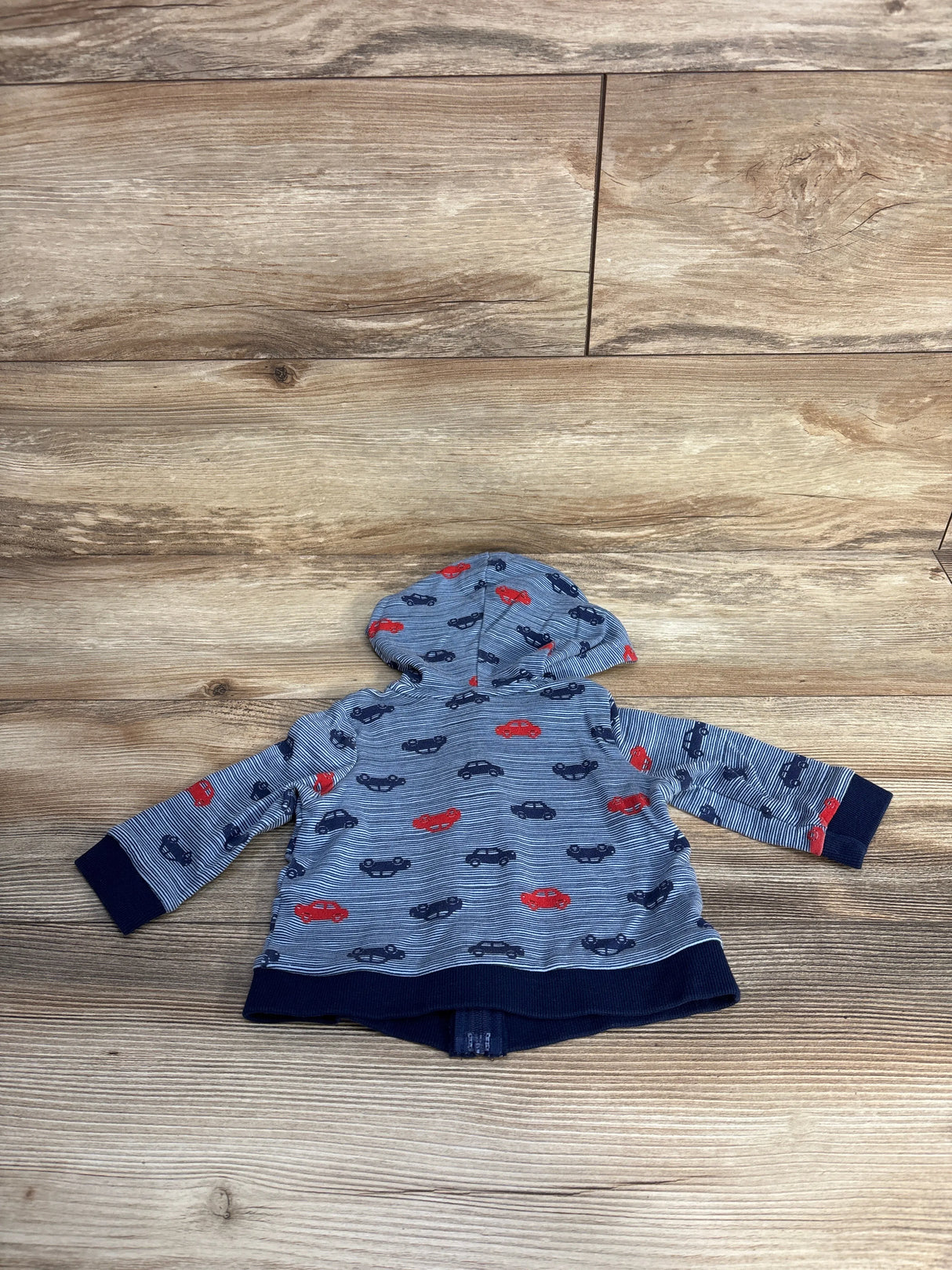 Car Print Full Zip Hoodie Blue sz 9m