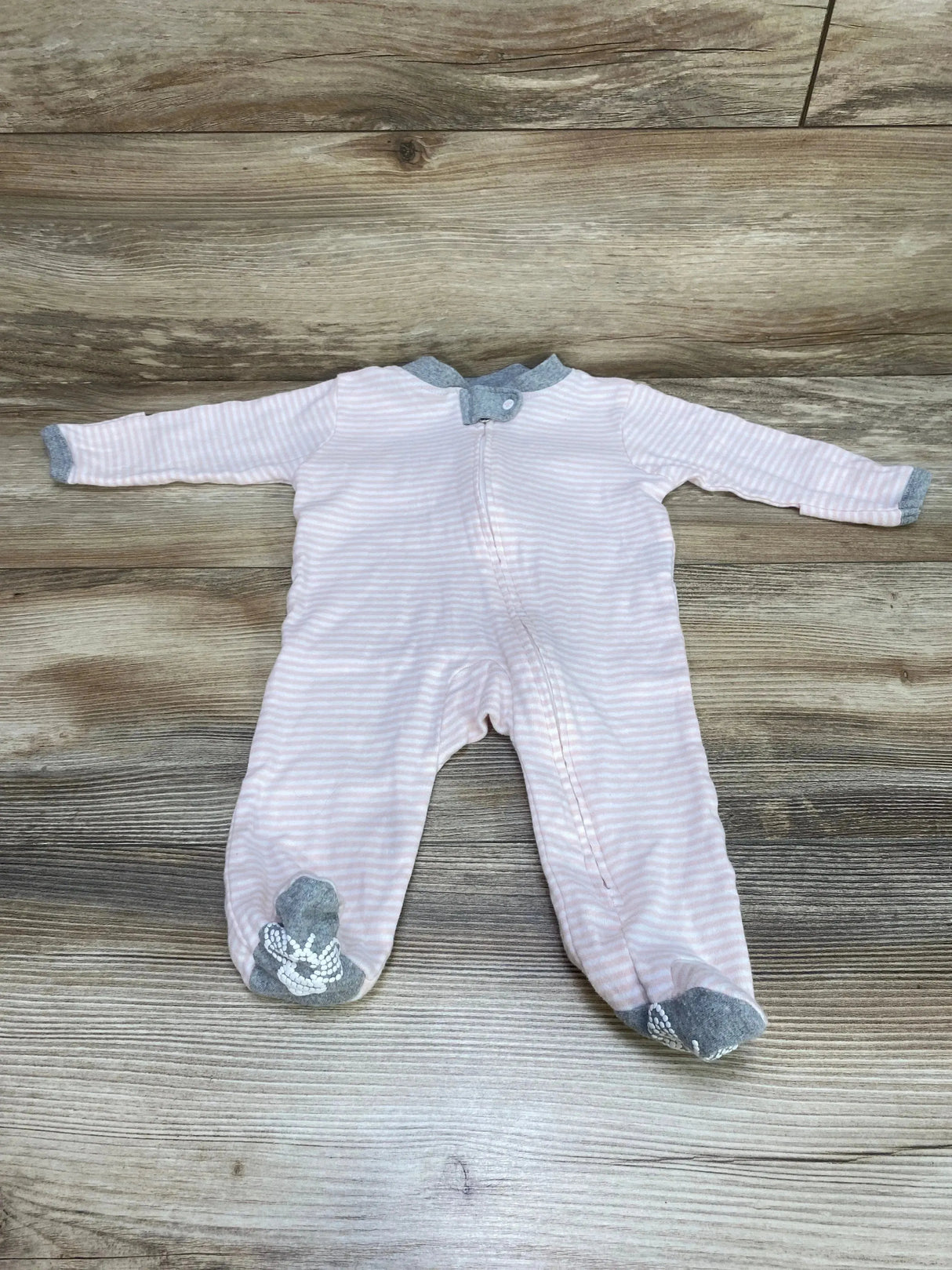 Burt's Bees Baby Organic Striped Sleeper Pink sz 0-3m