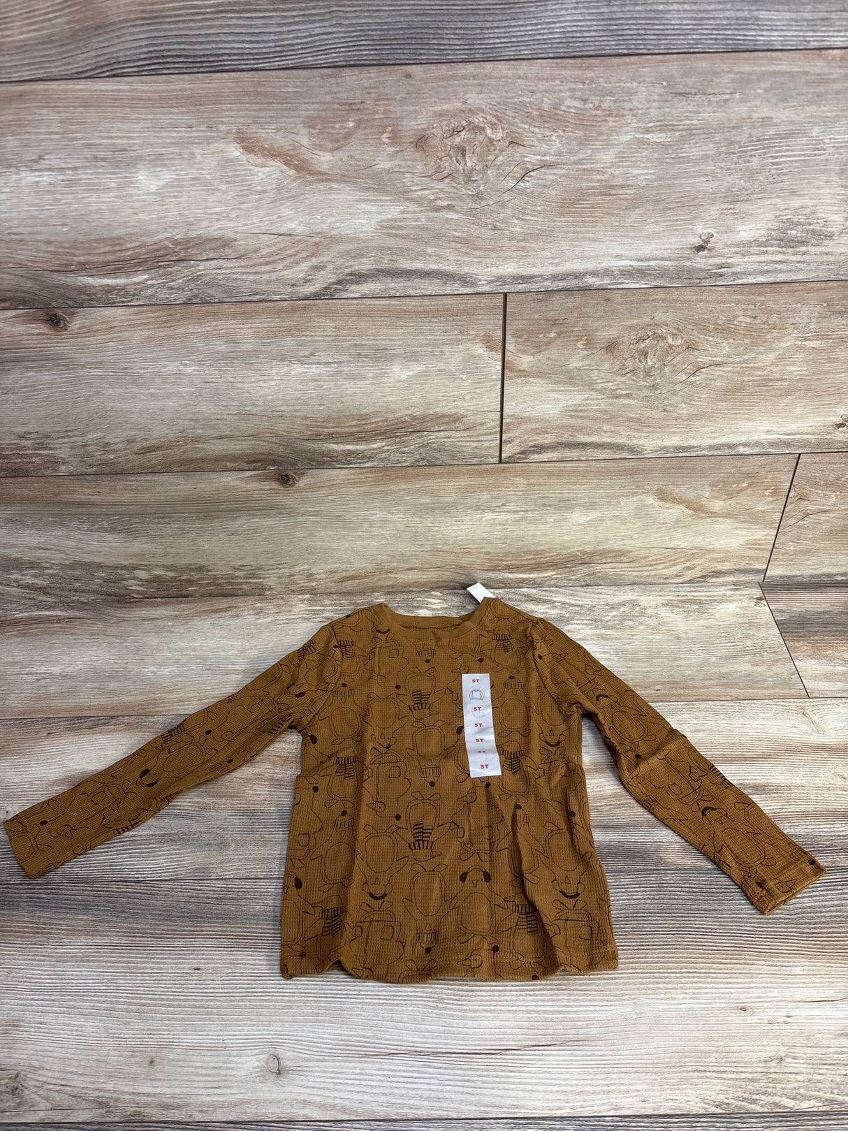 NEW Old Navy Penguin Waffle Knit Brown Shirt sz 5T