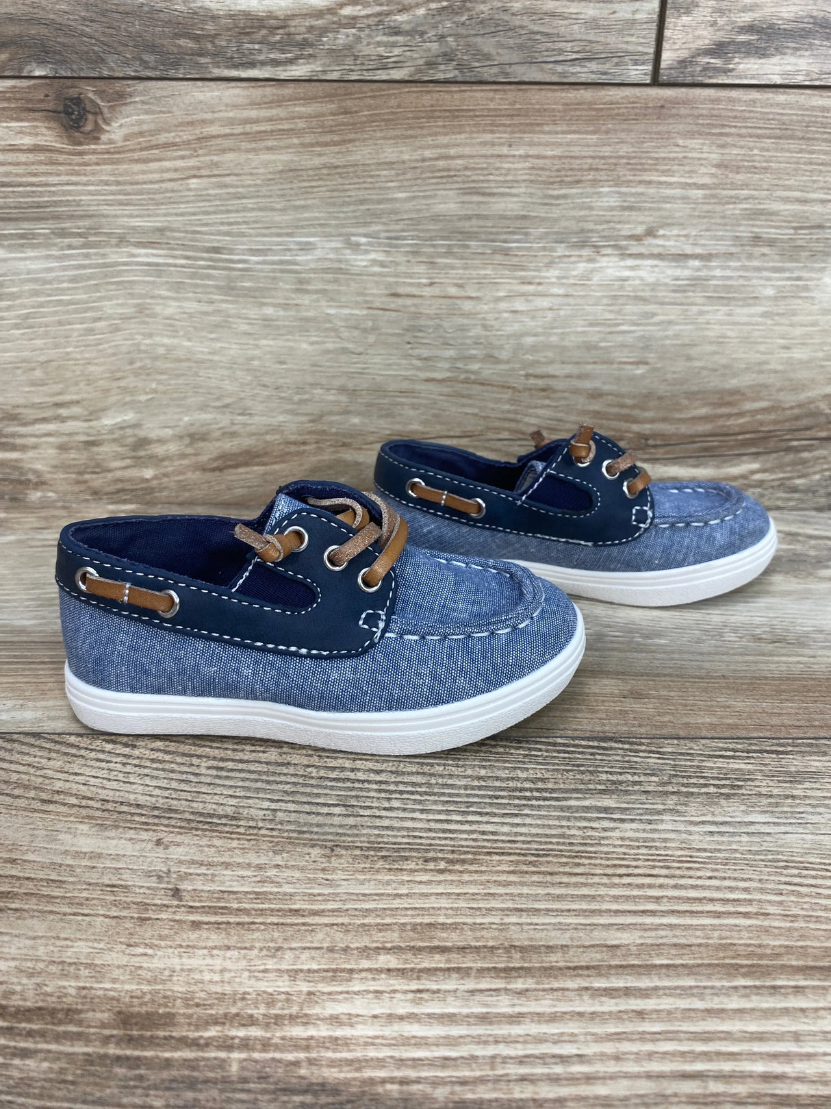 The Children's Place Toddler Boys Chambray Boat Shoes - Navy Sz 7c