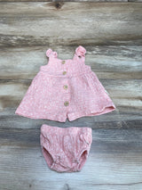 Rabbit + Bear 2pc Muslin Dress & Bloomers Pink sz 0-3m