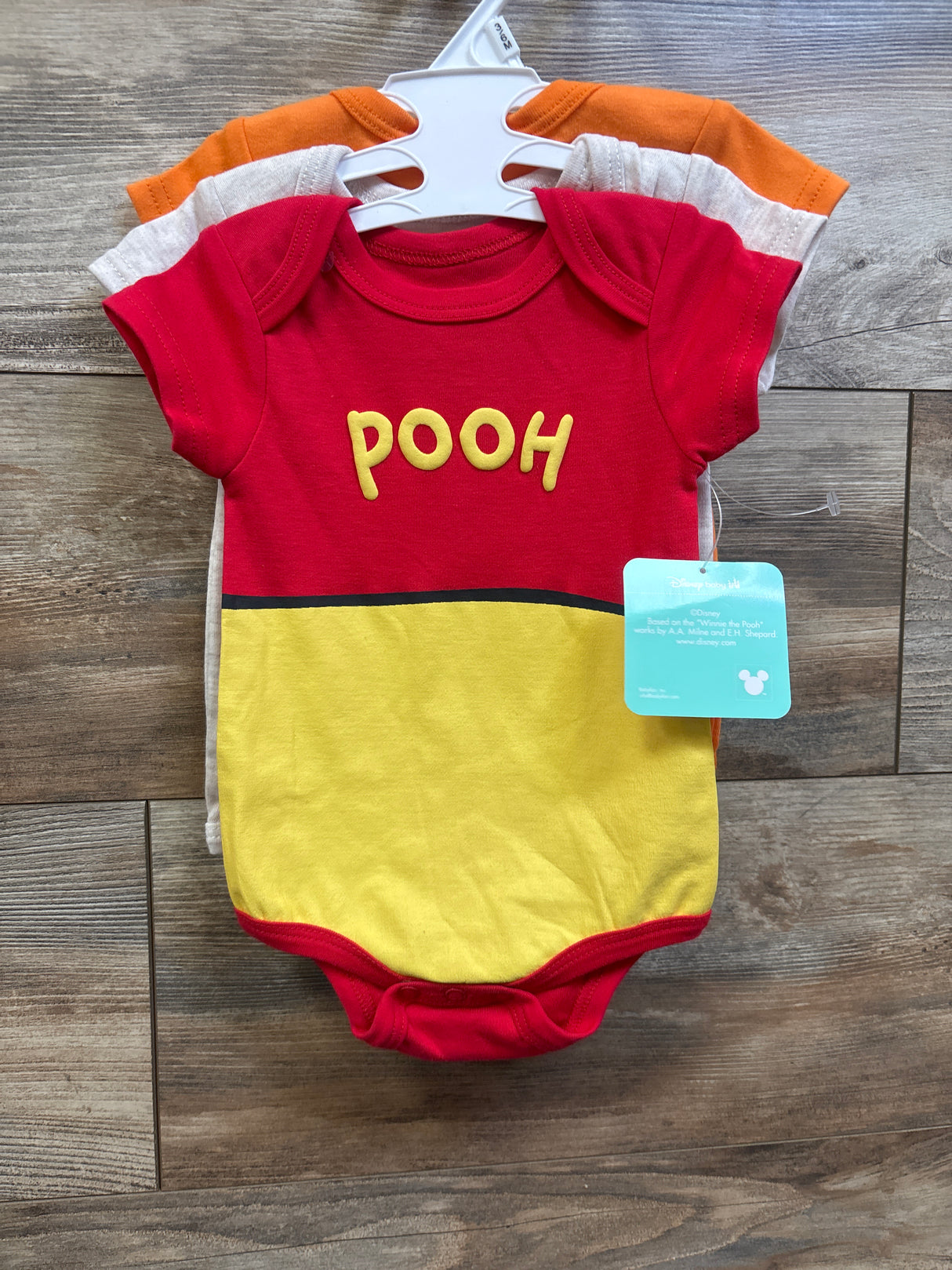 NEW Disney Baby 3pk Winnie The Pooh Bodysuits Orange sz 3/6m