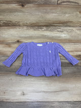 Ralph Lauren Cable Knit Peplum Sweater Purple sz 6m