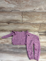 Old Navy 2pc Cable Knit Ruffle Sweater & Pants Set Purple sz 6-12m
