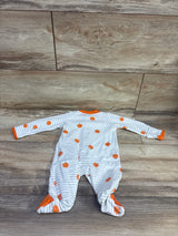 Simple Joys Striped Pumpkin Snap Sleeper White sz Newborn