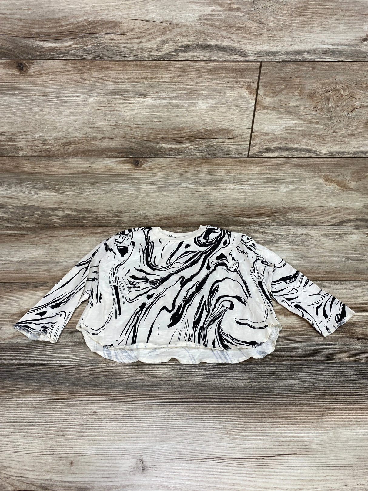 Open Edit Ivory Long Sleeve Boxy Swirl Top sz 2T