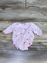 Cat & Jack Embroidered Hearts Romper Pink sz 3-6m