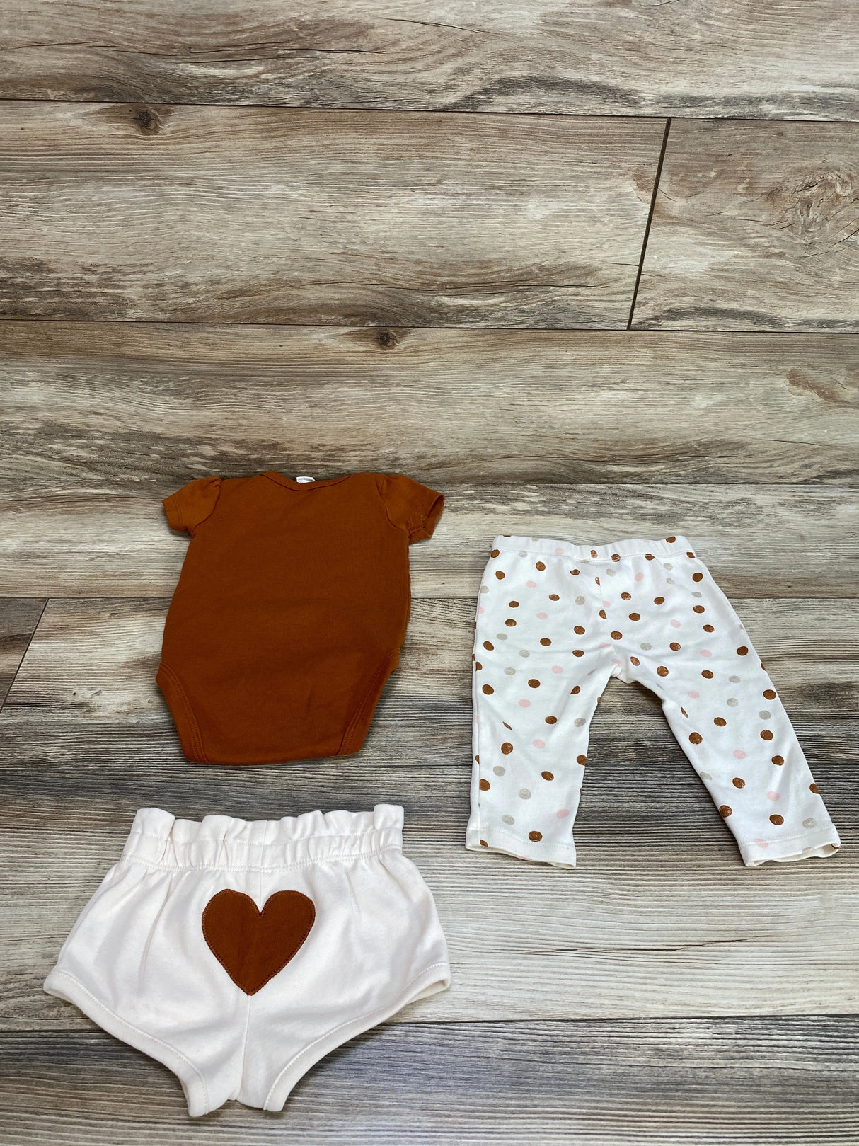 PL Baby 3pc Total Baby Bodysuit Set Brown sz 9m