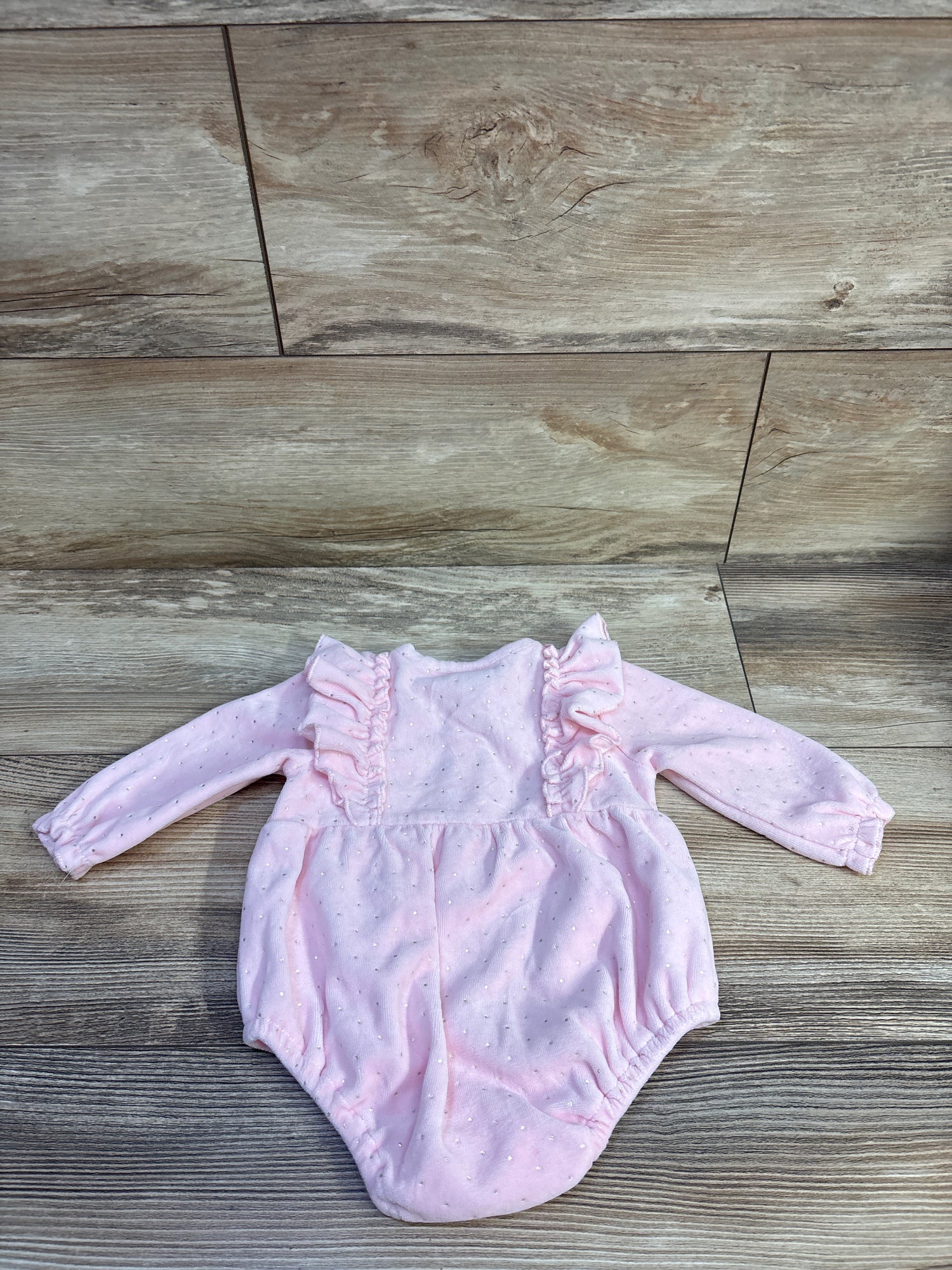Little Me Long Sleeve Velvet Bubble Romper Pink sz 9m