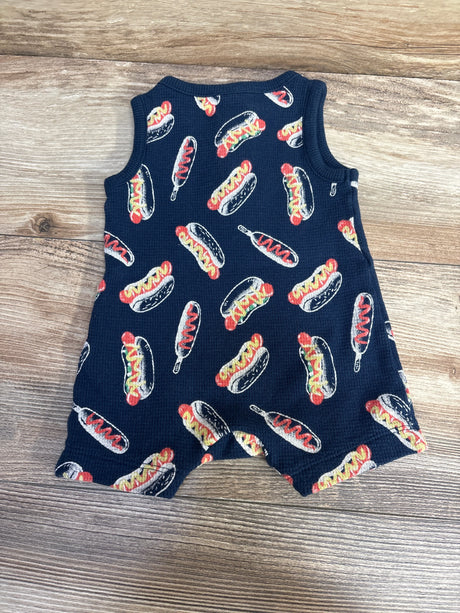 Old Navy Hot Dog Print Thermal Romper Navy sz 0-3m - Me n Mommy To Be