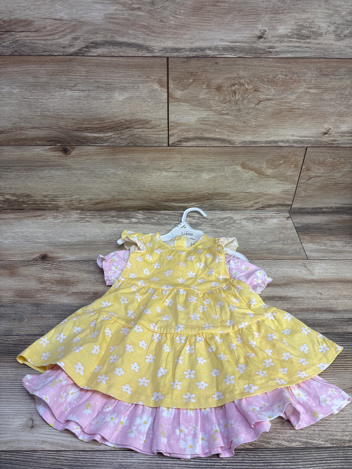 NEW Laughing Llama 2pk Short Sleeve Floral Dress Pink sz 12m