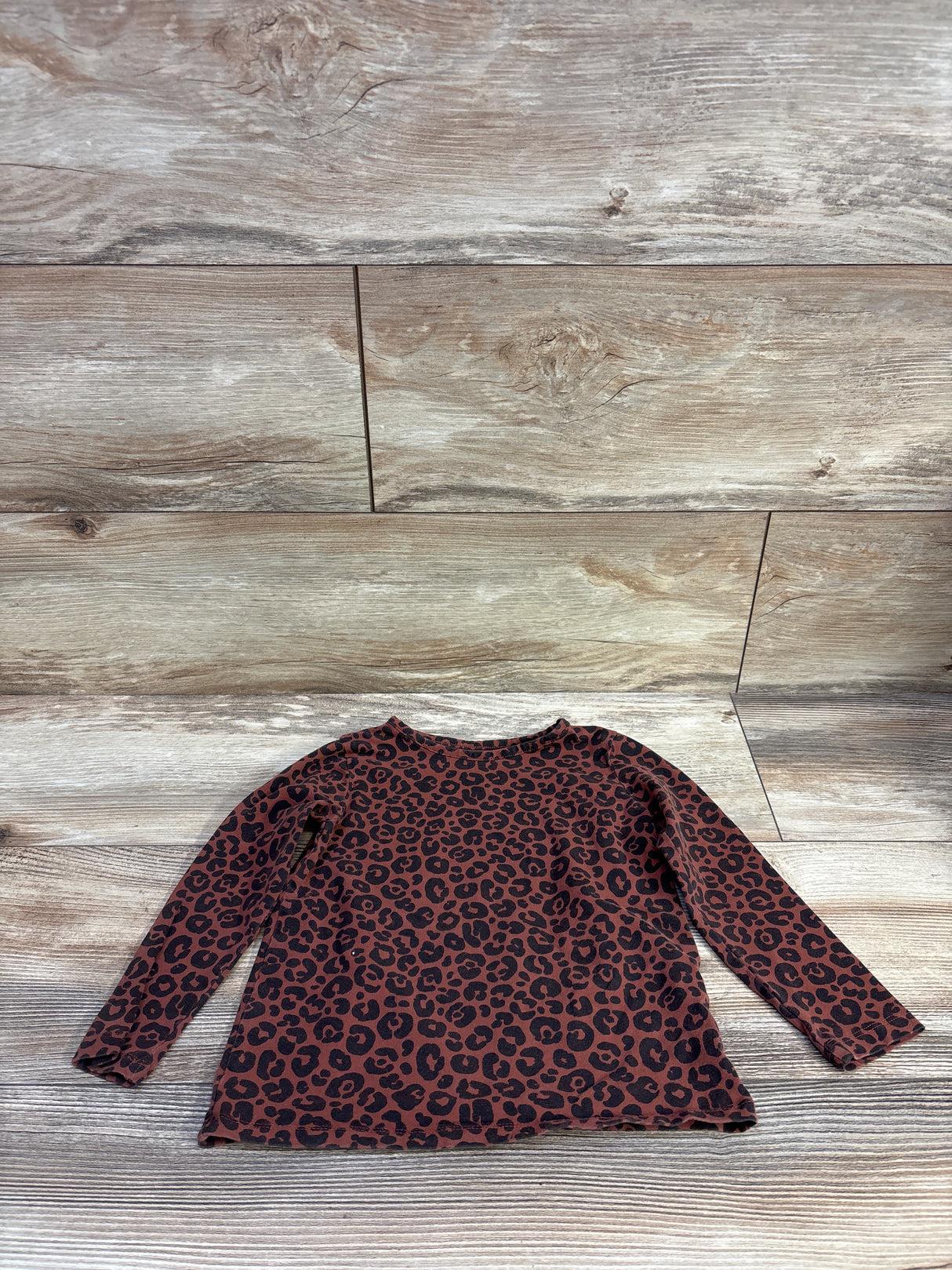 H&M Leopard Print Long Sleeve Shirt Brown sz 3/4T