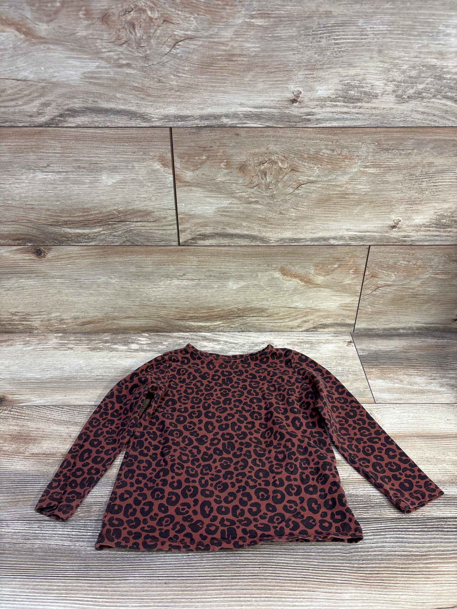 H&M Leopard Print Long Sleeve Shirt Brown sz 3/4T