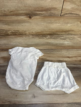 H&M 2pc Kimono Bodysuit & Foldover Shorts Set White sz 3m