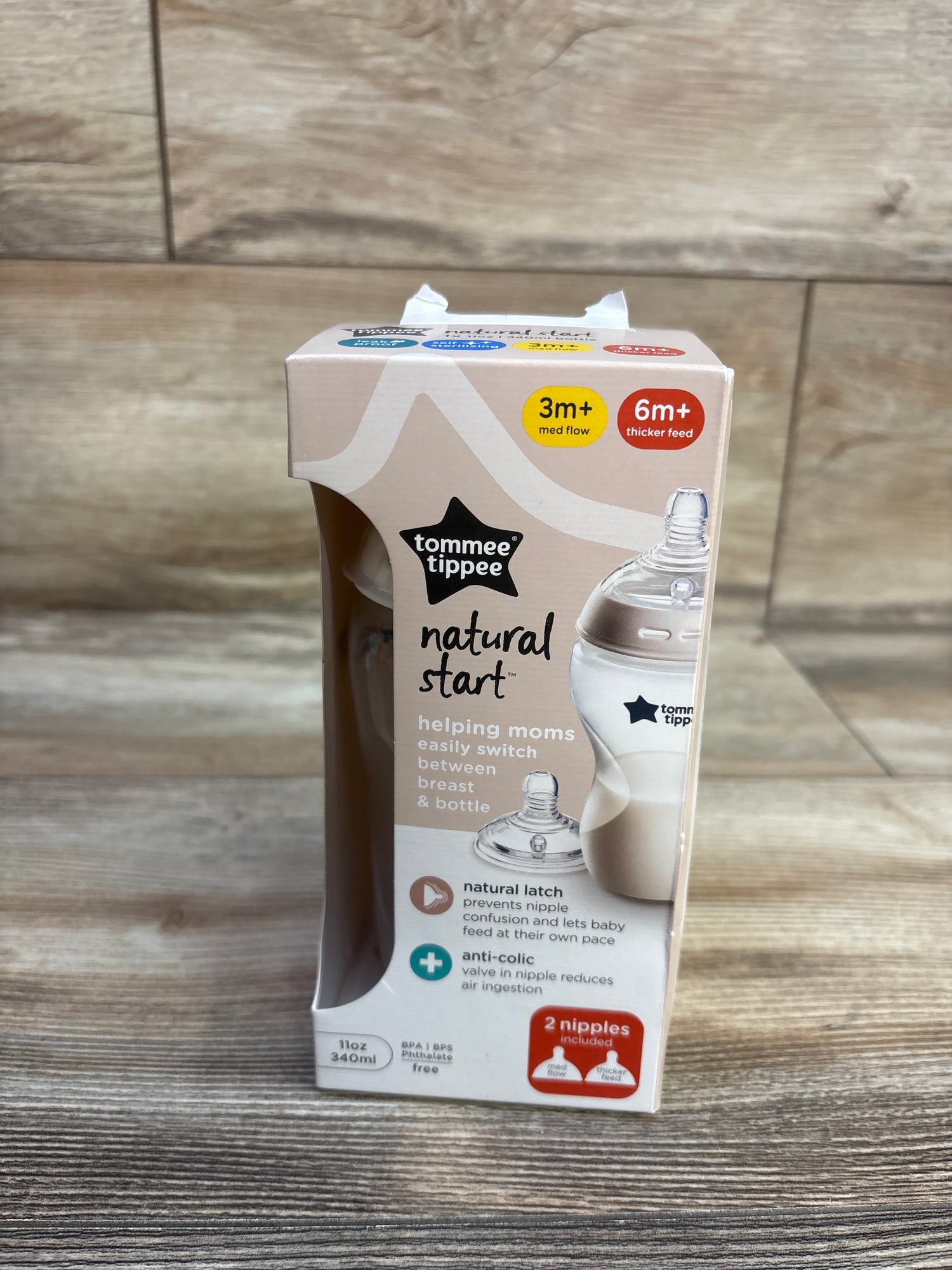NEW Tommee Tippee Natural Start 11oz Bottle with Medium Flow + Thicker Feed Nipples
