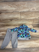 Little Me 2pc Car & Camo Print Pull Over Hoodie & Jogger Set Grey sz 24m