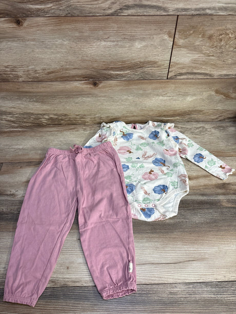Burt's Bees Baby 2pc Pumpkin Bodysuit & Pants Set White sz 18m - Me n Mommy To Be