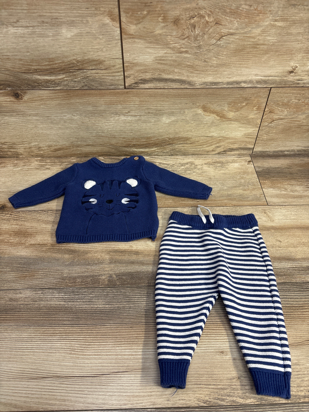 Rene Rofe 2pc Knitted Lion Set Navy sz 3-6m