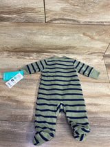 NEW Child Of Mine Striped Little Brother Blanket Sleeper Olive sz Preemie