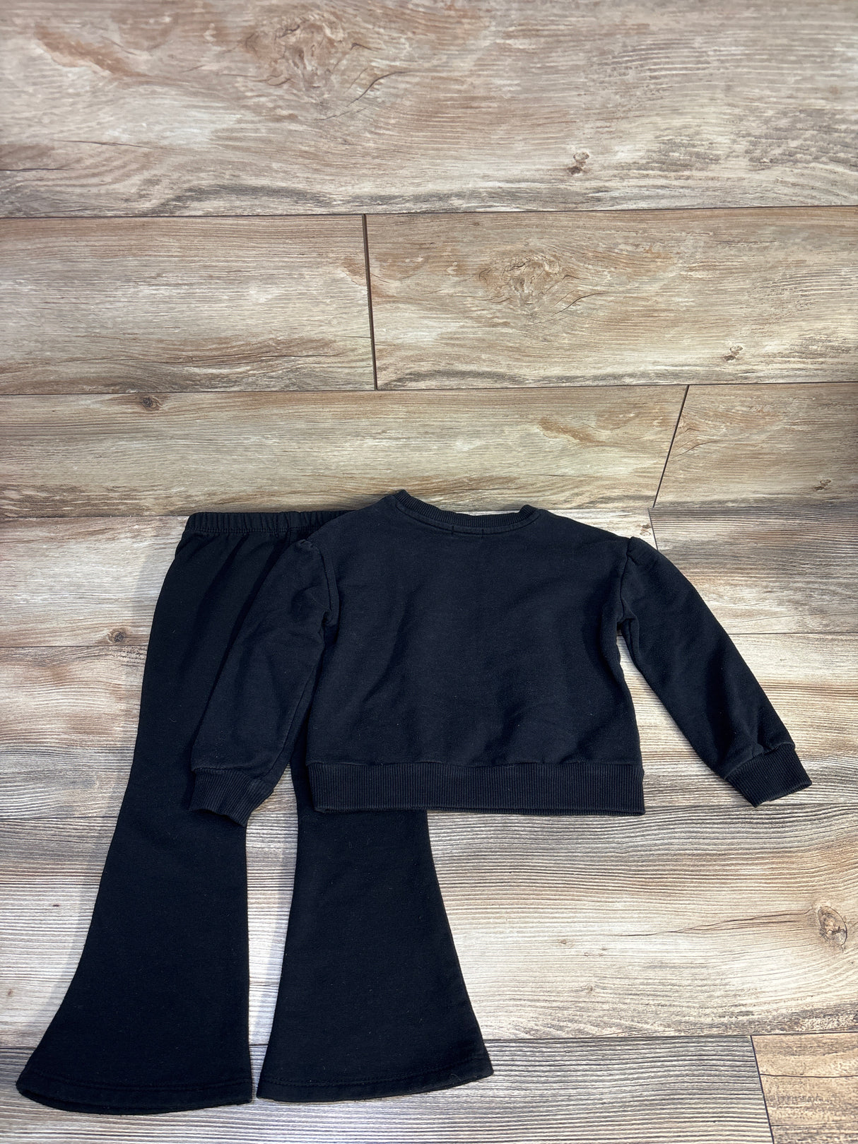 Btween 2pc Bedazzled Sweatshirt & Flare Sweatpants Set Black sz 5T