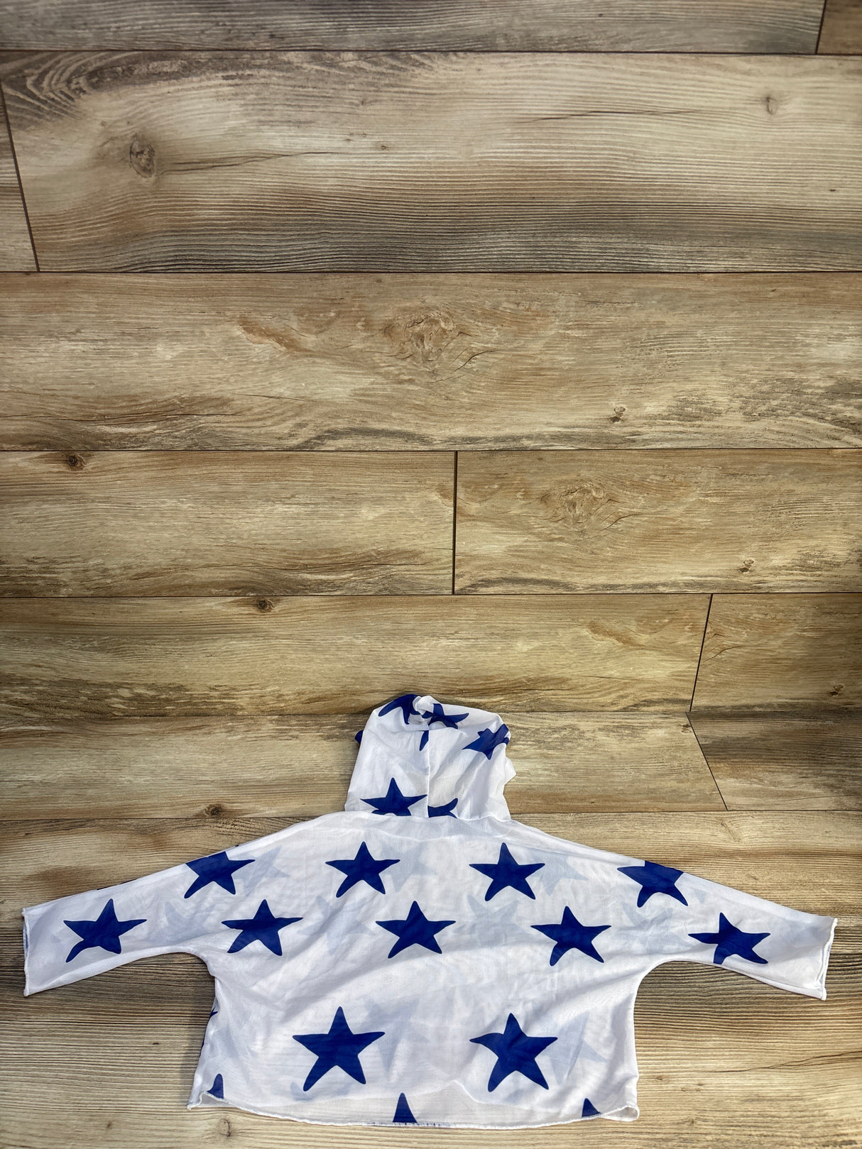 Shein Star Print Mesh Hooded Swim Cover-Up White sz 4T
