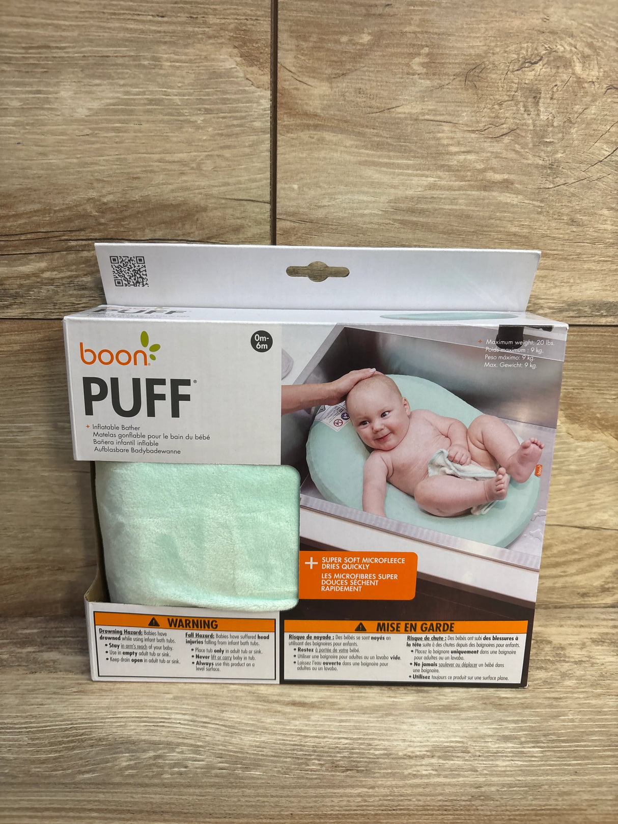 NEW Boon Puff Inflatable Baby Bathtub with Microfleece Cover