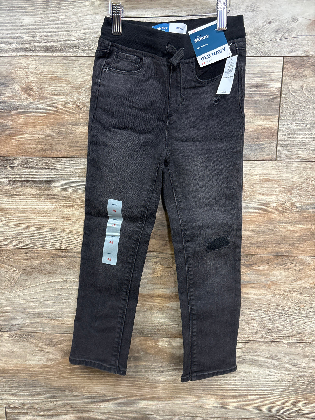 NEW Old Navy Rib-Knit Skinny 360 Stretch Distressed Jeans Black sz 5T