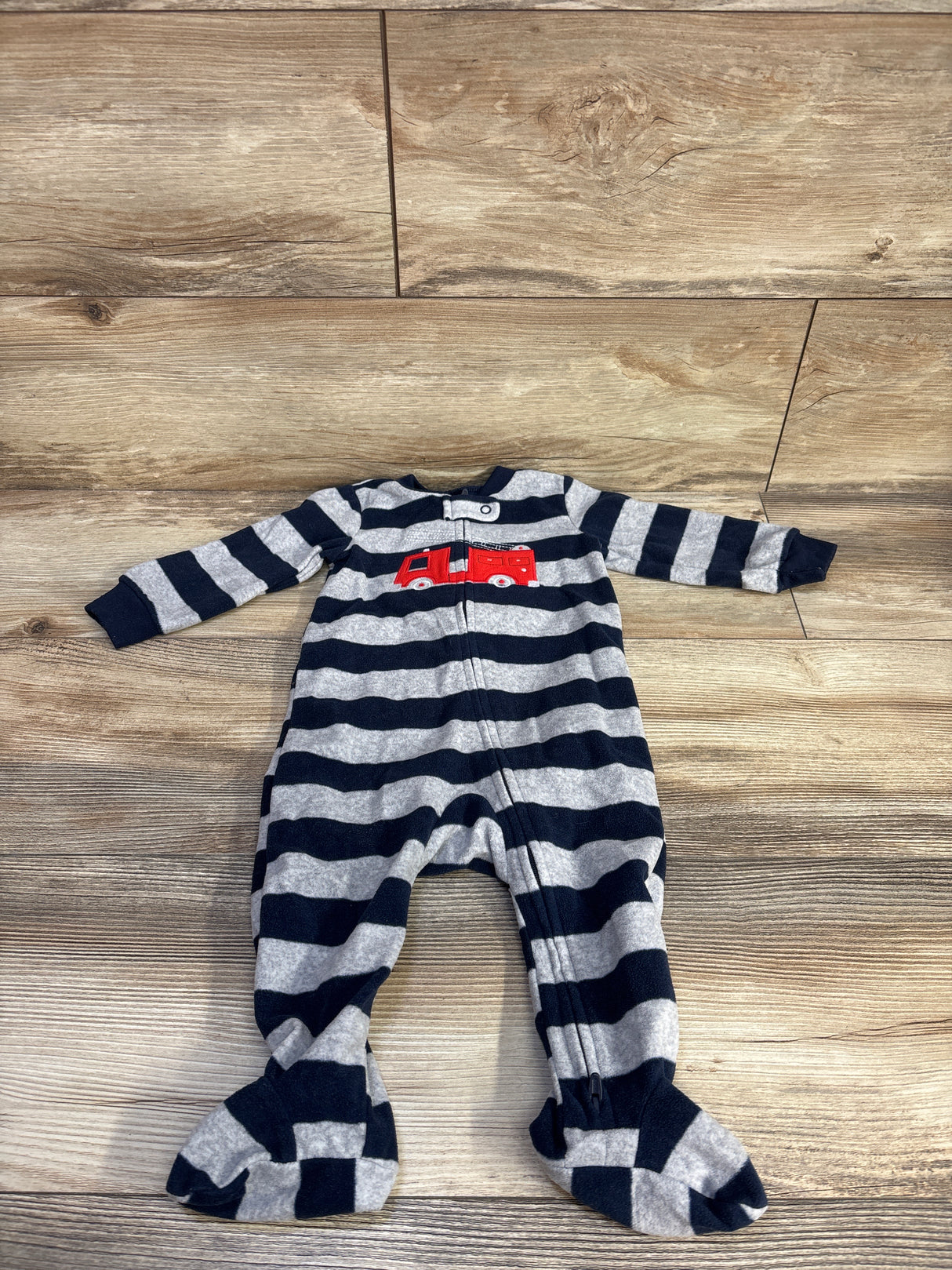 Carter's Striped Fire Truck Blanket Sleeper Grey 9m