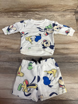 Disney Baby 2pc Mickey Mouse Sweatshirt & Shorts Set Cream sz 0-3m