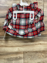 NEW Cat & Jack 2pc Plaid Top & Bottoms Red sz 18m