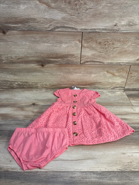 Little Lass 2pc Eyelet Dress & Bloomers Pink sz 24m - Me n Mommy To Be