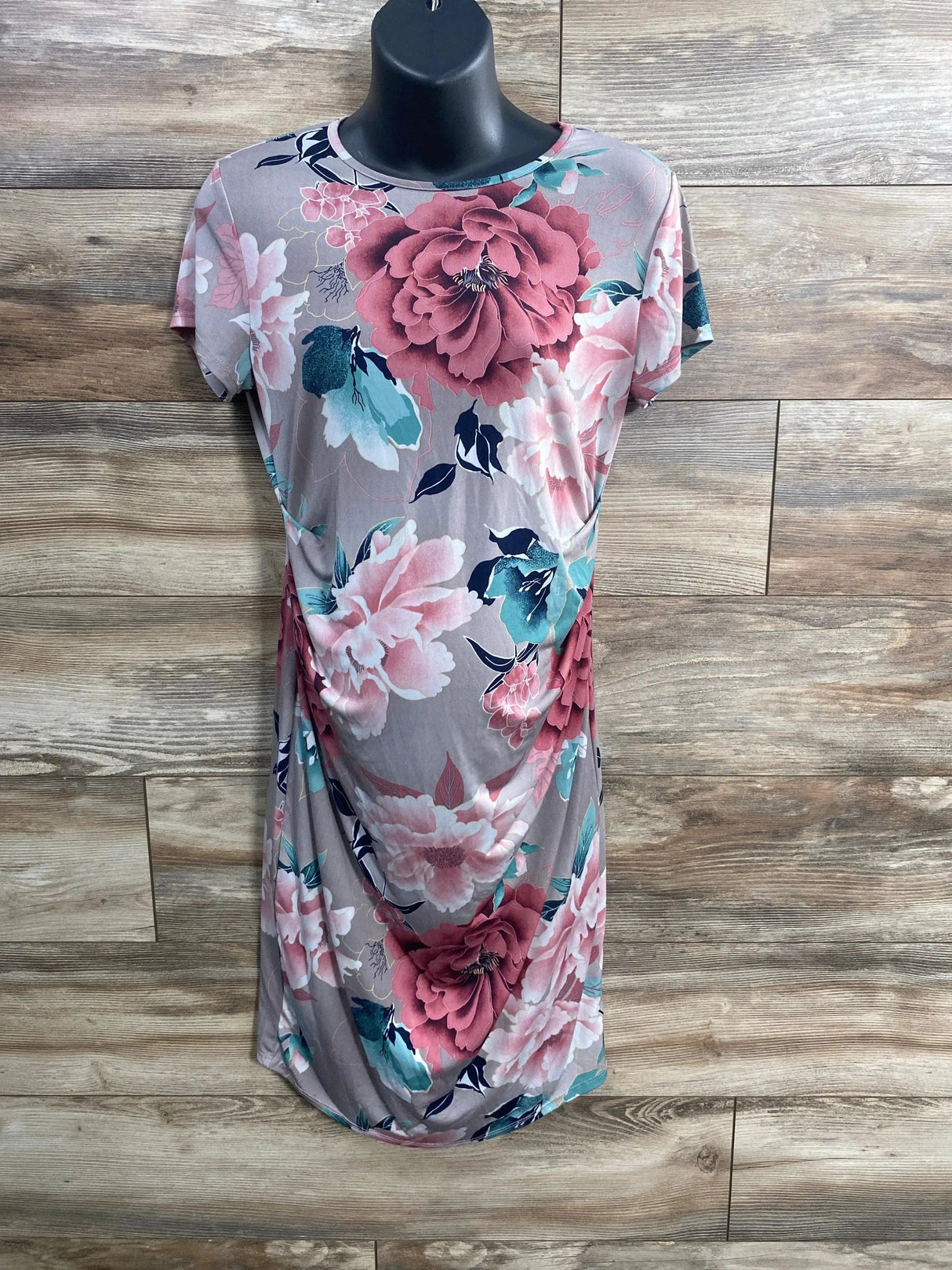 My Bump Grey Floral Dress sz Large - Me 'n Mommy To Be