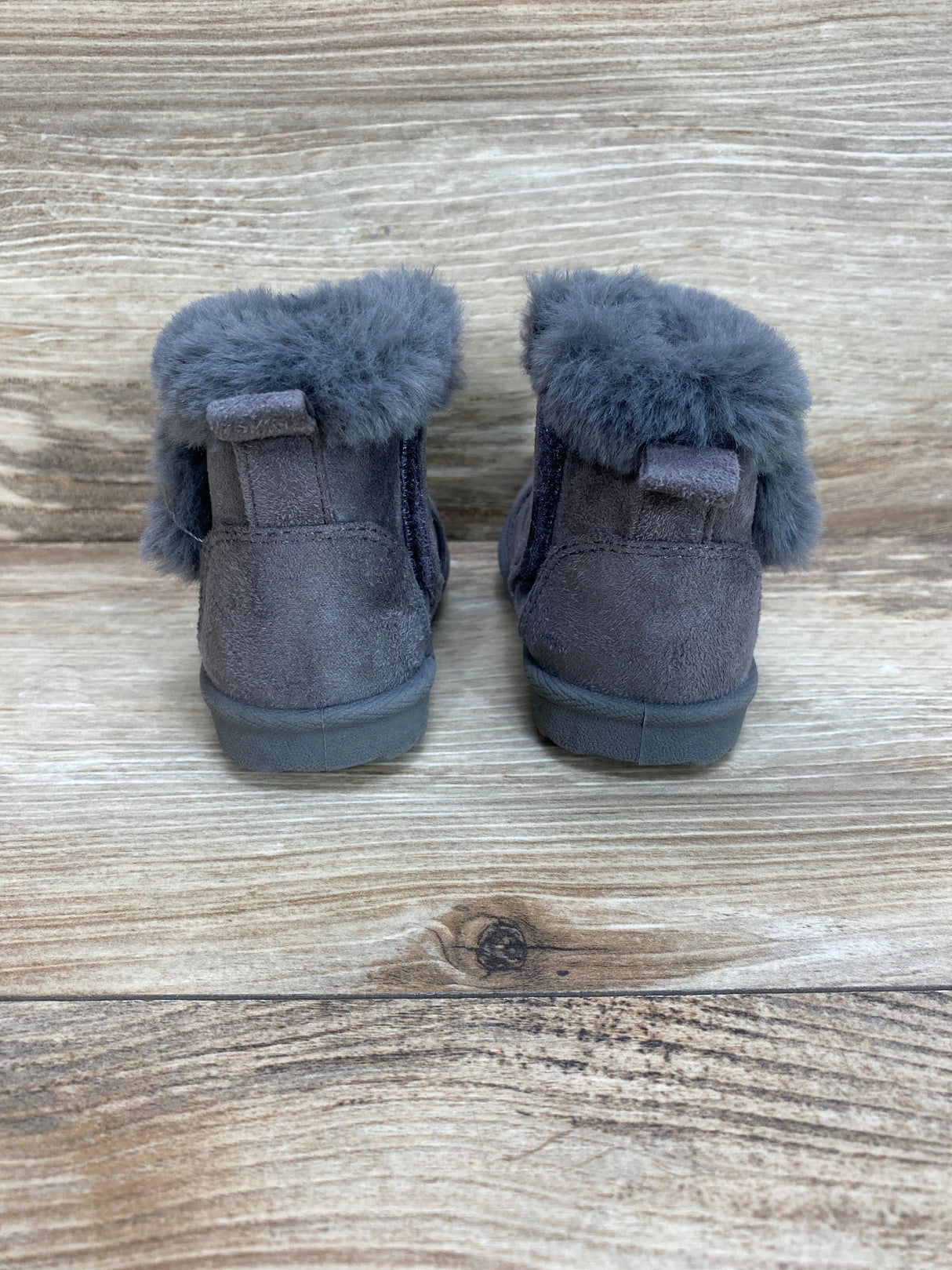 Wonder Nation Faux Fur Boots w Side Velcro Grey sz 2c