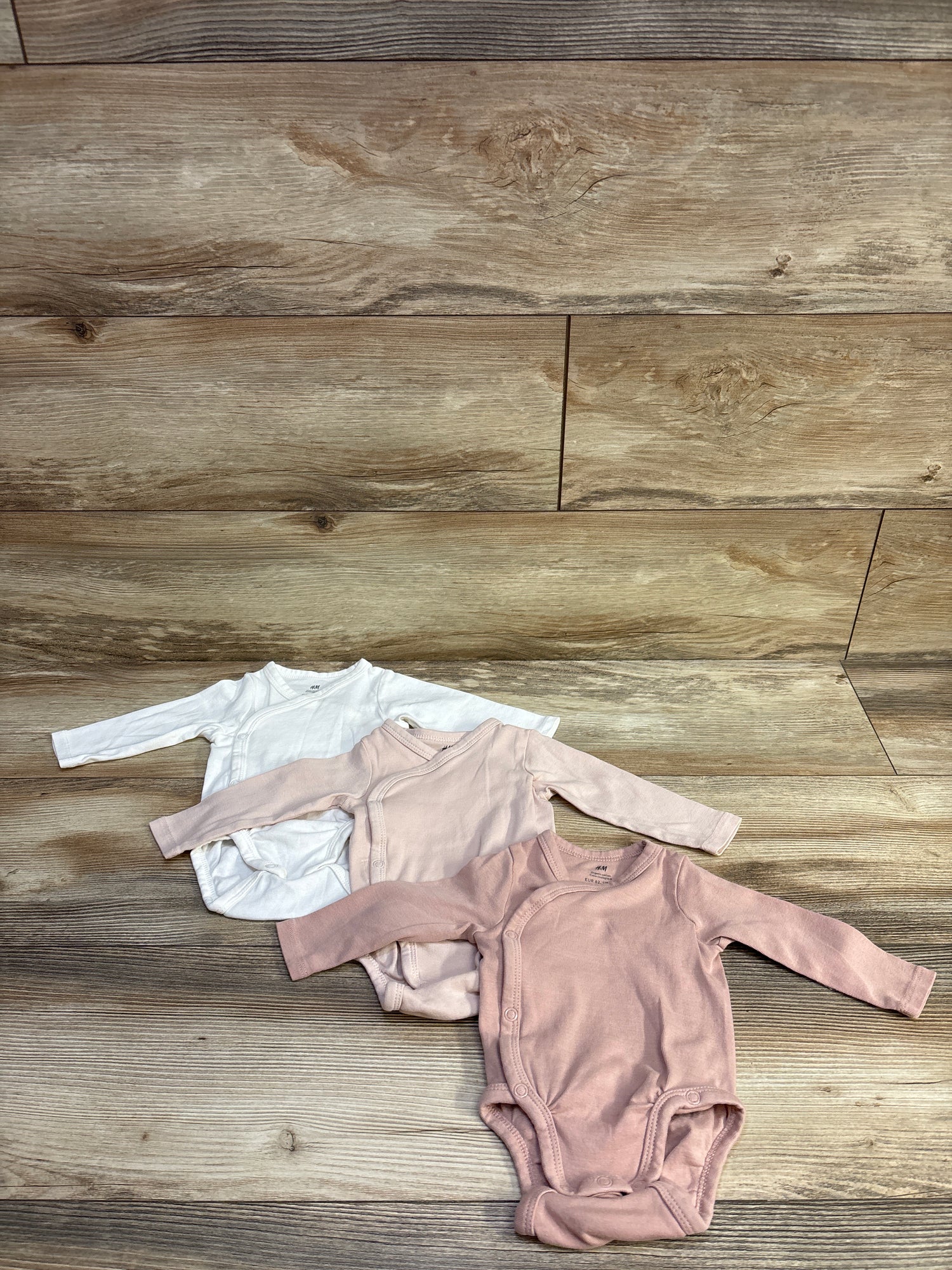 H&M Organic 3pk Wrapover Bodysuits Pink sz 3m