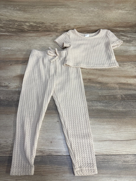 Shein 2pc Waffle Knit Shirt & Pants Ivory sz 3T - Me n Mommy To Be