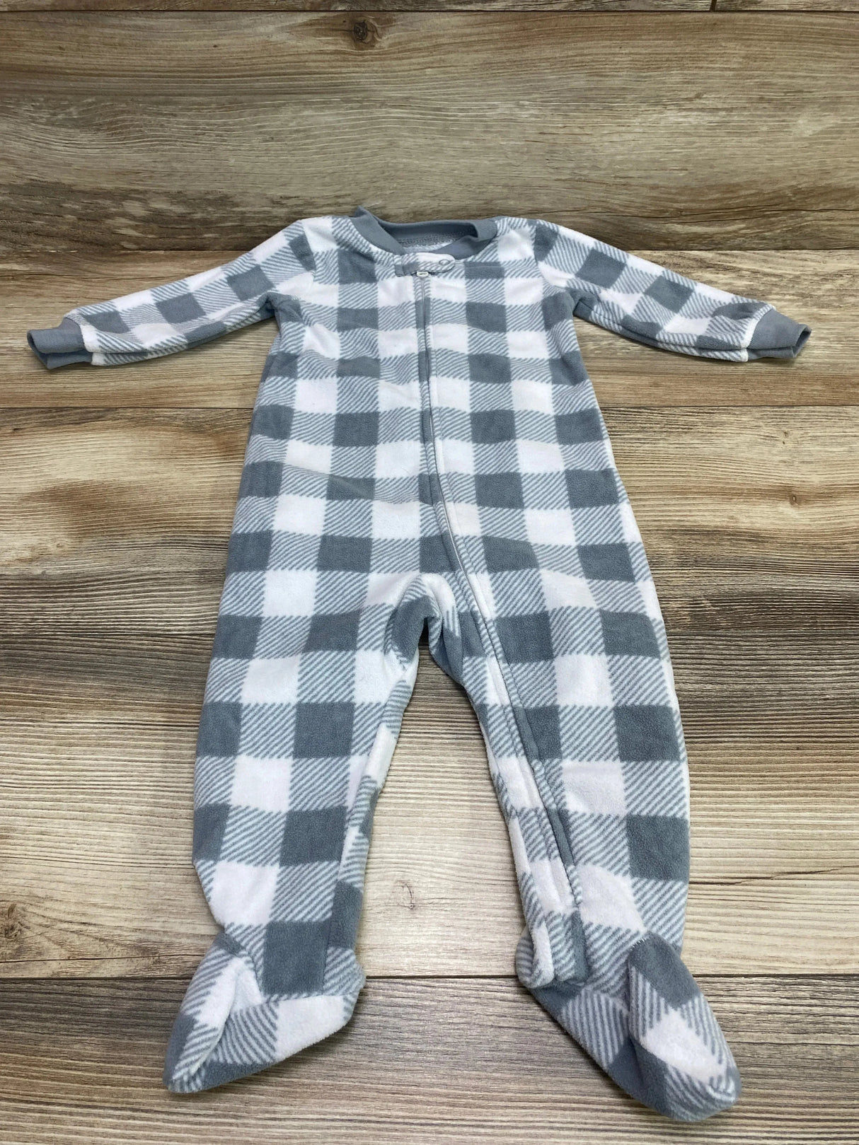 Amazon Essentials Plaid Blanket Sleeper White/Grey sz 6-9m