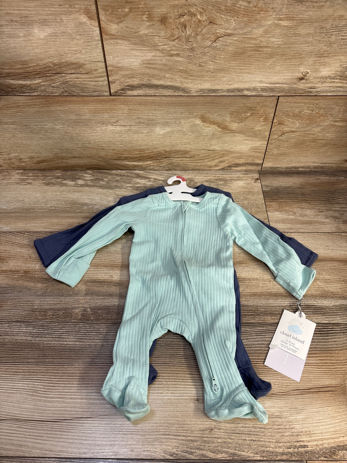 NEW Cloud Island 2pk Ribbed Sleeper Set Turquoise sz Newborn