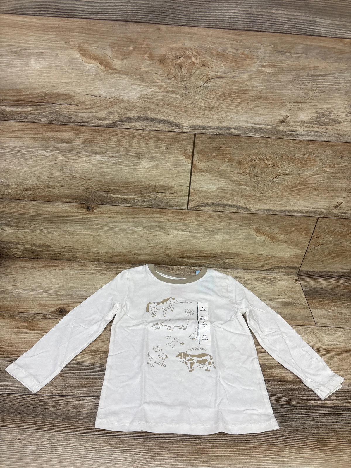 NEW Cat & Jack Farm Animal Shirt Beige sz 4T