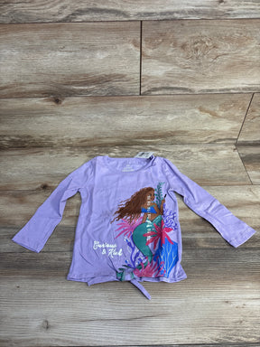 Purple long sleeve toddler shirt featuring Disney's The Little Mermaid with curly brown-haired Ariel and ocean plants