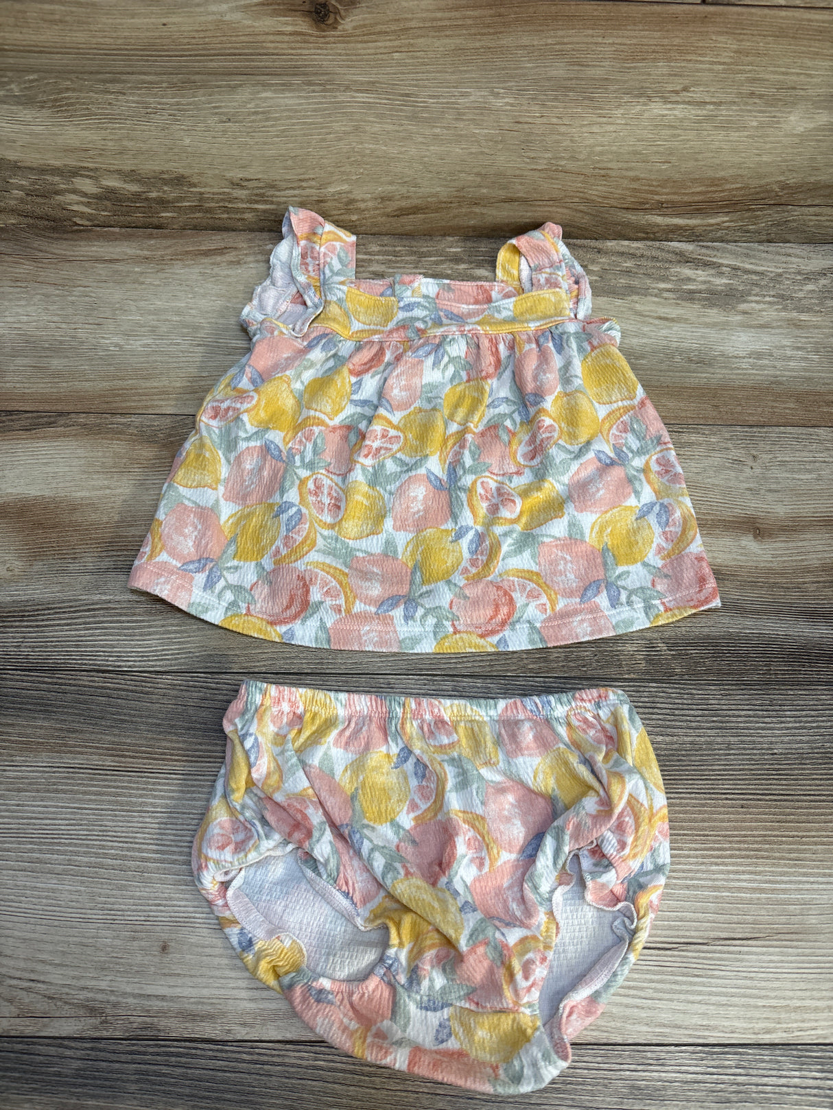 Child Of Mine 2pc Fruit Print Dress & Bloomers Set Pink sz 24m