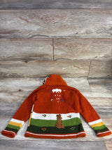 JB Crafts Knit Embroidered Peruvian Hooded Sweater Orange sz 5/6T