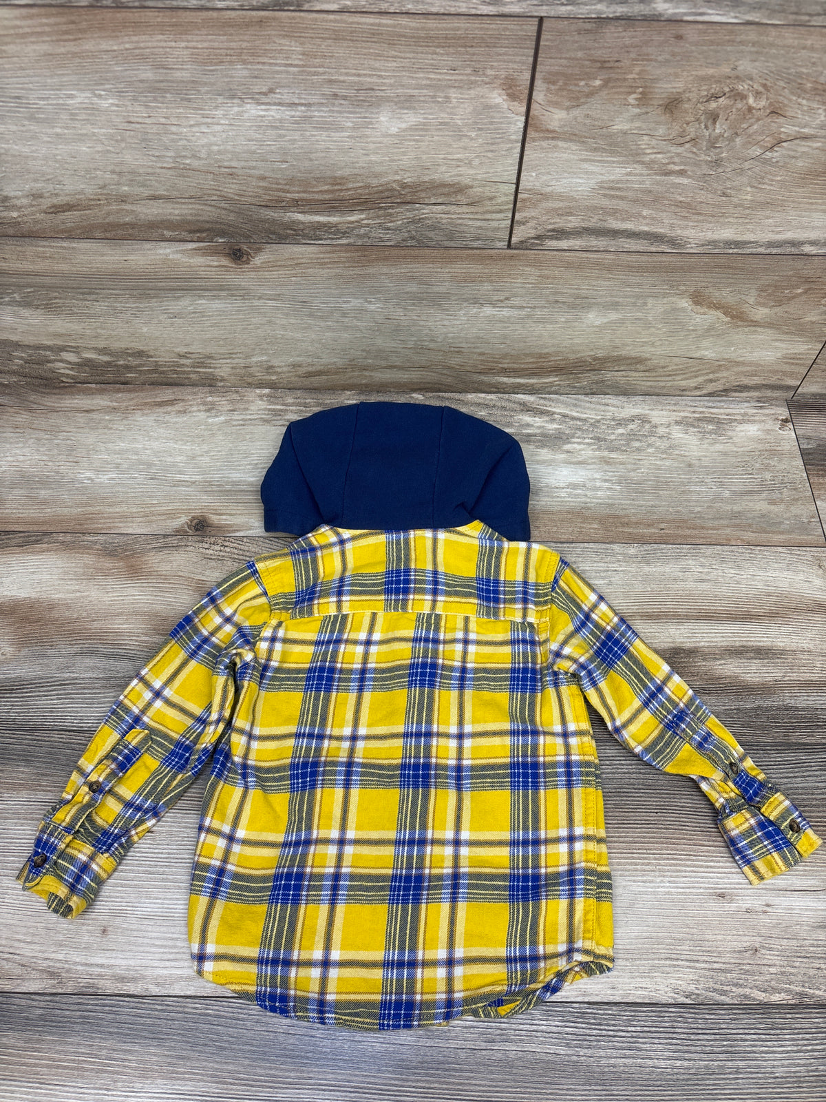 Carter's Hooded Button-Up Flannel Shirt Yellow sz 3T