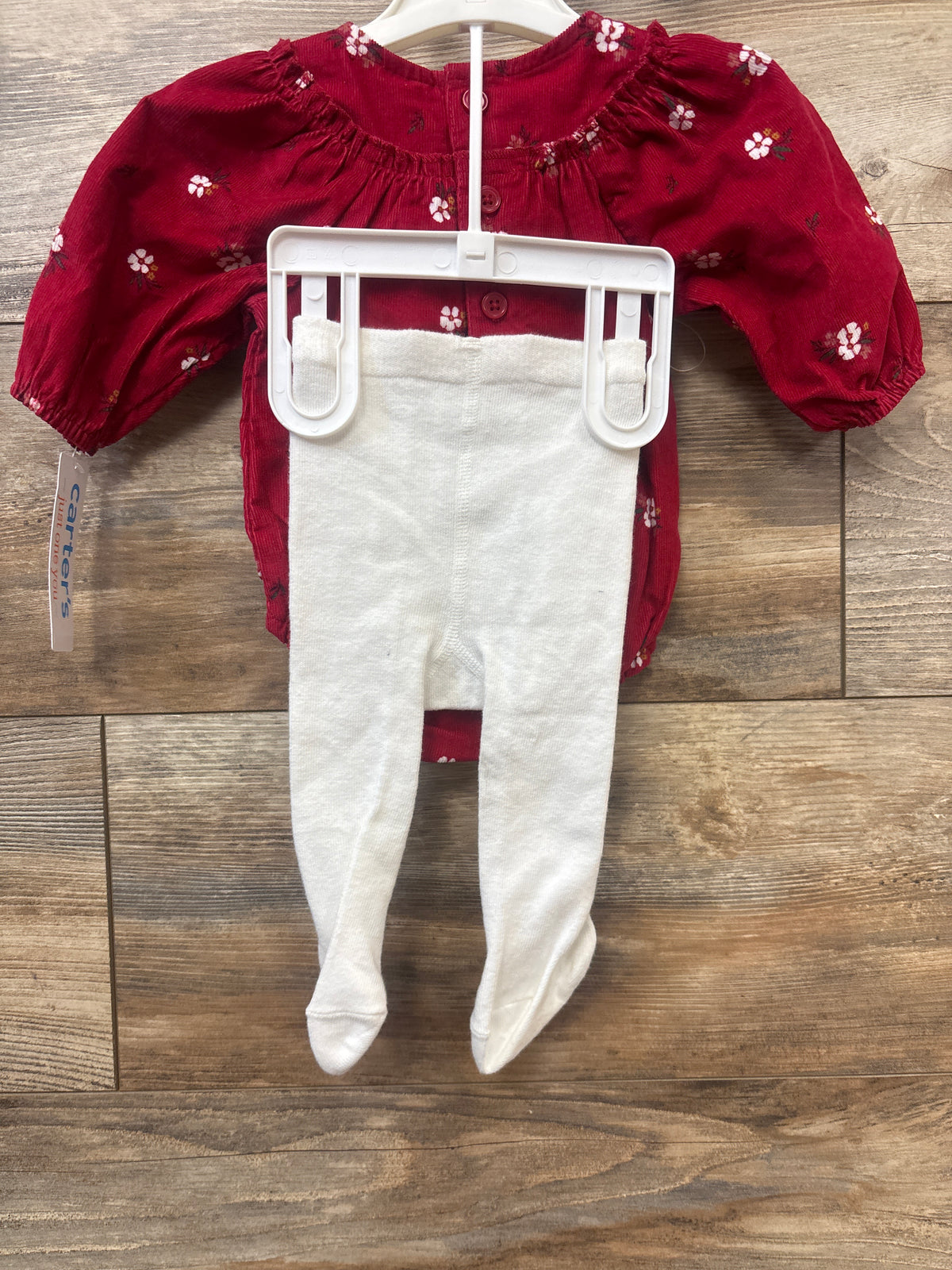 NEW Just One You 2pc Corduroy Long Sleeve Bubble Romper & Footed Tights Red sz Newborn