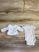Just One You 2pc Kimono Shirt & Bodysuit Set White sz Preemie
