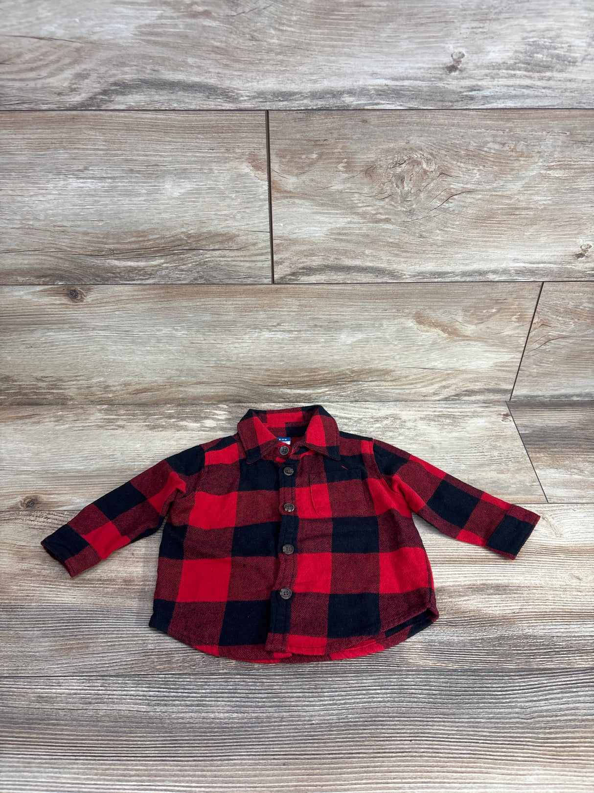 Old Navy Buffalo Plaid Button Up Shirt Red sz 3-6m