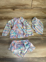 UV Skinz Floral 3pc Swim Suit Purple sz 3T