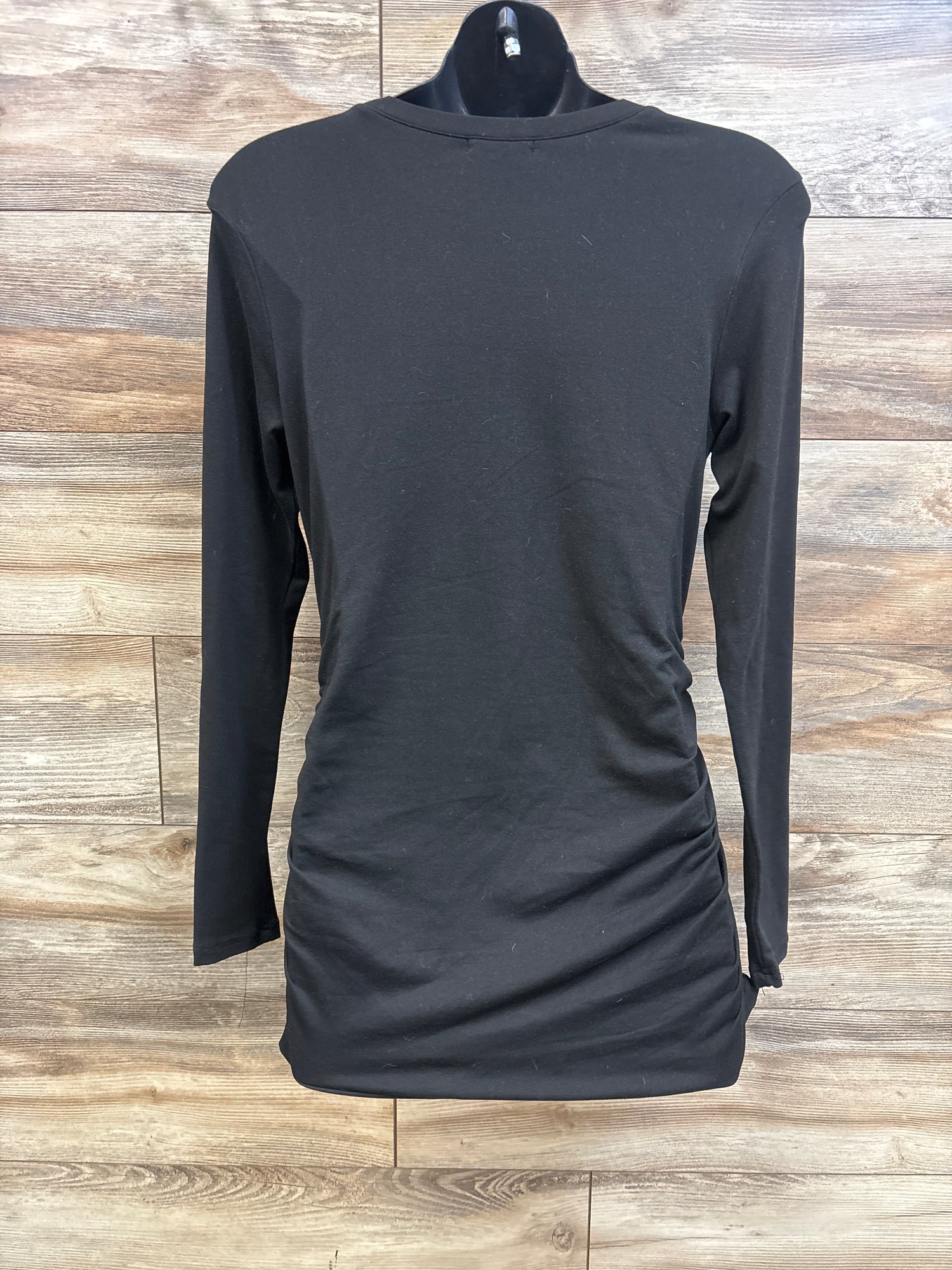 Ekouaer Ruched Long Sleeve Shirt Black sz Medium
