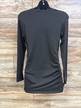 Ekouaer Ruched Long Sleeve Shirt Black sz Medium