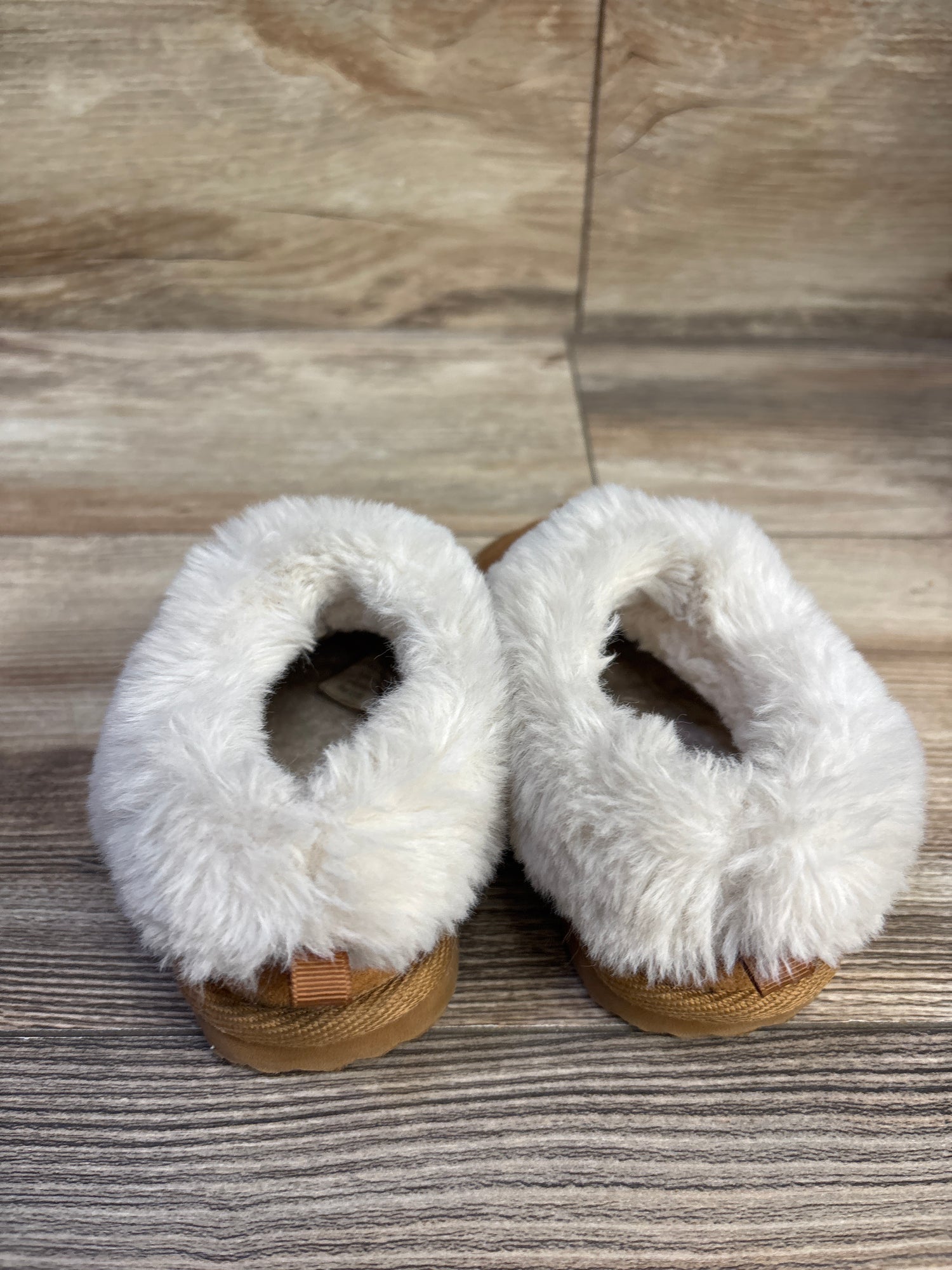 Wonder Nation Faux Fur Trim Slippers Brown sz 5c