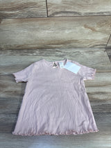 NEW H&M Ribbed Lettuce Trim Shirt Pink sz 12m